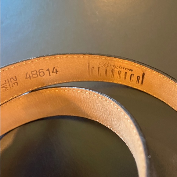 BRIGHTON Classics Reptile Leather Belt Black Gold Buckle Sz M/L 32 Vintage 4B614 - Picture 4 of 7